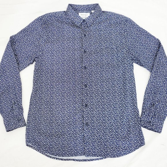 Paper Denim & Cloth Other - Paper Denim & Cloth PD&C Mens Navy Blue Floral Slim Shirt Stretch Cotton XL